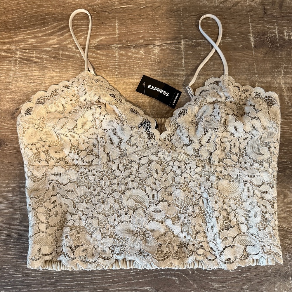 NWT Express Tan Lace Top, Size M